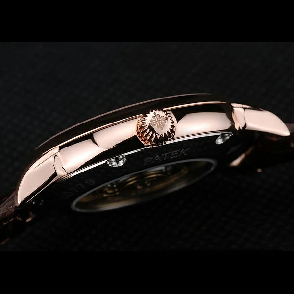 Patek Philippe Calatrava Ribbed Bezel Brown Dial Brown Leather Strap new59017