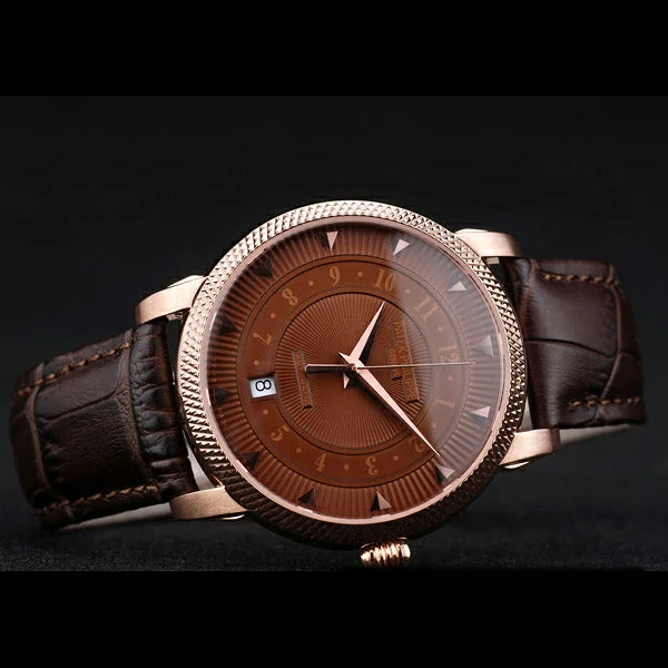 Patek Philippe Calatrava Ribbed Bezel Brown Dial Brown Leather Strap new59017
