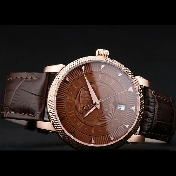 Patek Philippe Calatrava Ribbed Bezel Brown Dial Brown Leather Strap new59017