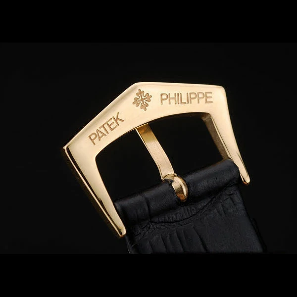 Patek Philippe Calatrava Ribbed Bezel Grey Dial Black Leather Strap new59005