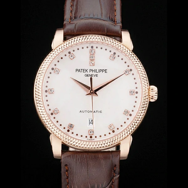 Patek Philippe Calatrava Ribbed Bezel Grey Dial Brown Leather Strap new59015
