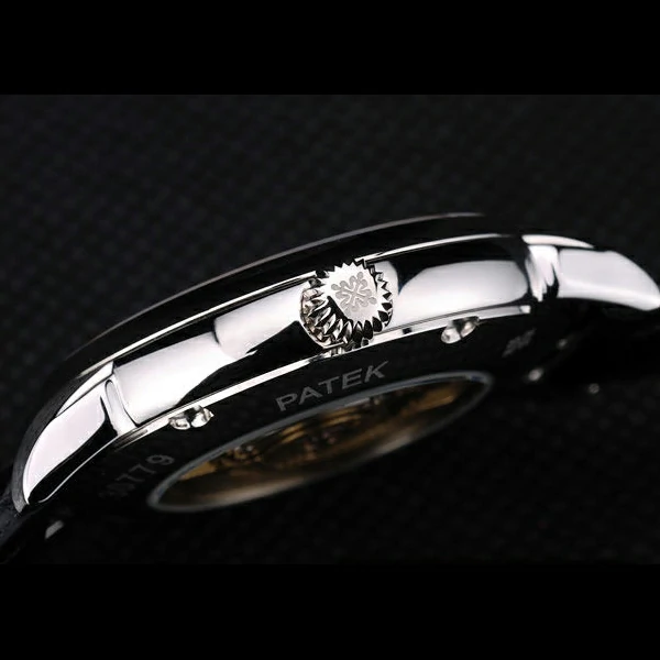 Patek Philippe Calatrava Ribbed Bezel White Dial Black Leather Strap new59022