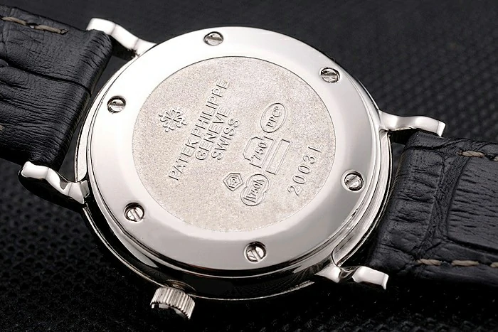 Patek Philippe Calatrava White Dial Double Ribbed Bezel Stainless Steel Case Black Leather Strap new122483