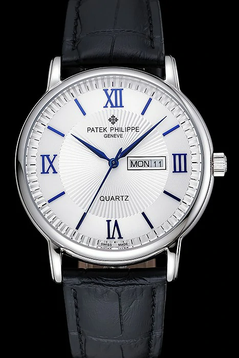 Patek Philippe Calatrava White Dial Silver Case Black Leather Bracelet new124897