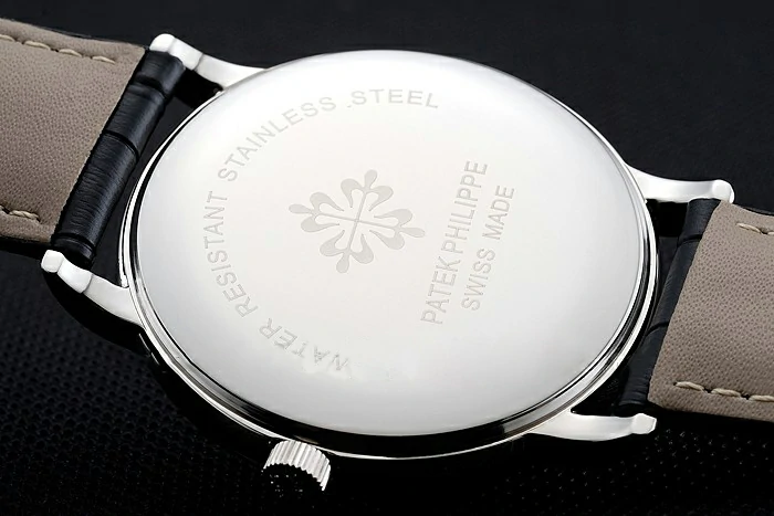 Patek Philippe Calatrava White Dial Silver Case Black Leather Bracelet new124897