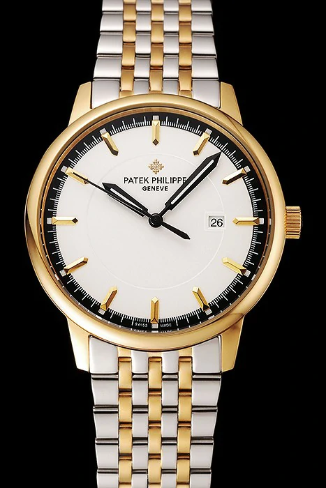 Patek Philippe Calatrava White Dial Yellow Gold Case Two Tone Bracelet new123932