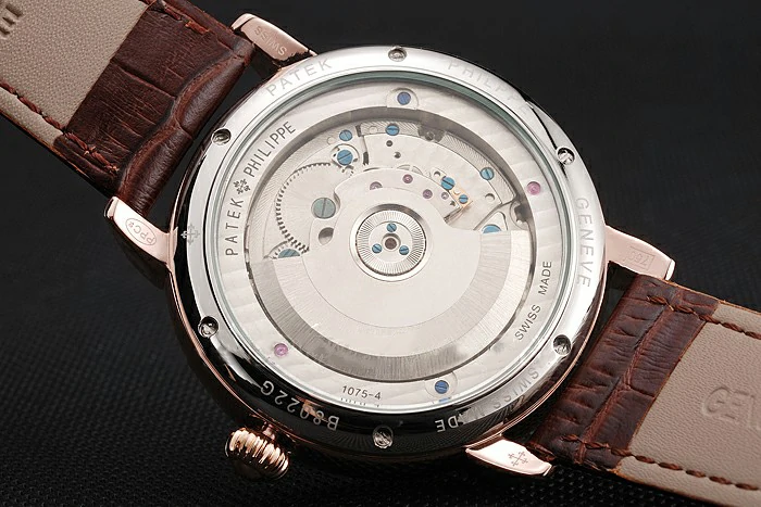 Patek Philippe Classic Tourbillon Power Reserve Black And White Dial Rose Gold Case Brown Leather Strap new121076