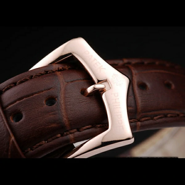 Patek Philippe Geneve Calatrava Crystal Studded Hour Marker White Dial Brown Leather Strap new58229