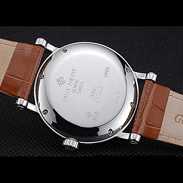 Patek Philippe Geneve Complications White Dial Stainless Steel Brown Leather Band new60041