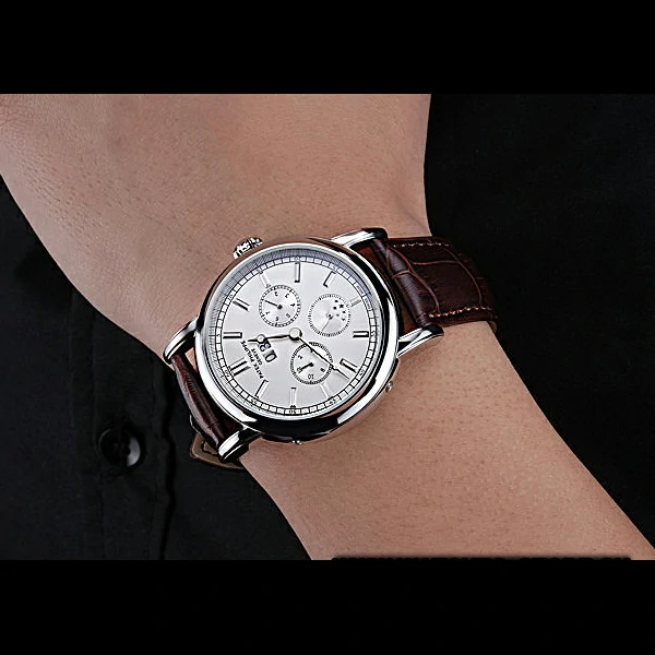 Patek Philippe Geneve Grand Complications White Dial Stainless Steel Bezel Brown Leather Band new60050
