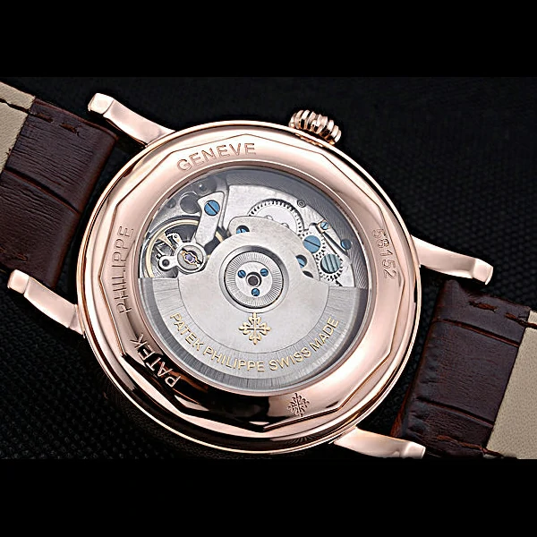 Patek Philippe Geneve Grand Complications White Dial Tourbillon Rose Gold Bezel Brown Band new60054