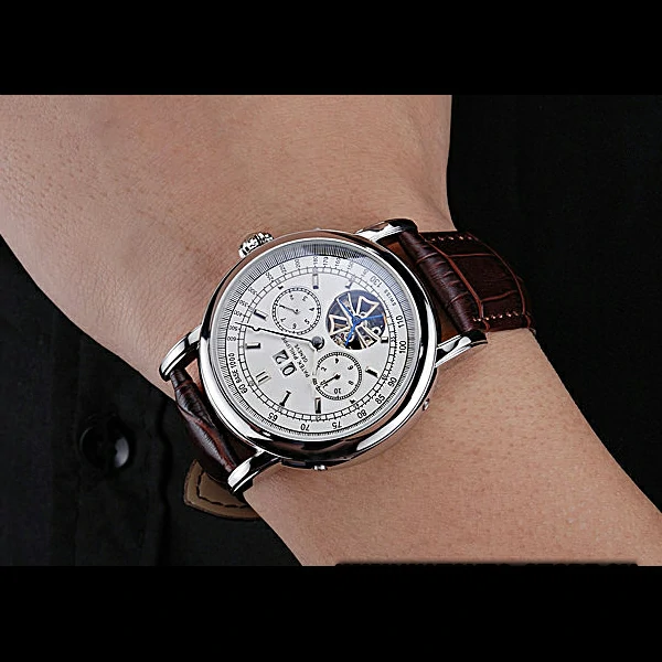 Patek Philippe Geneve Grand Complications White Dial Tourbillon Stainless Steel Bezel Brown new60053