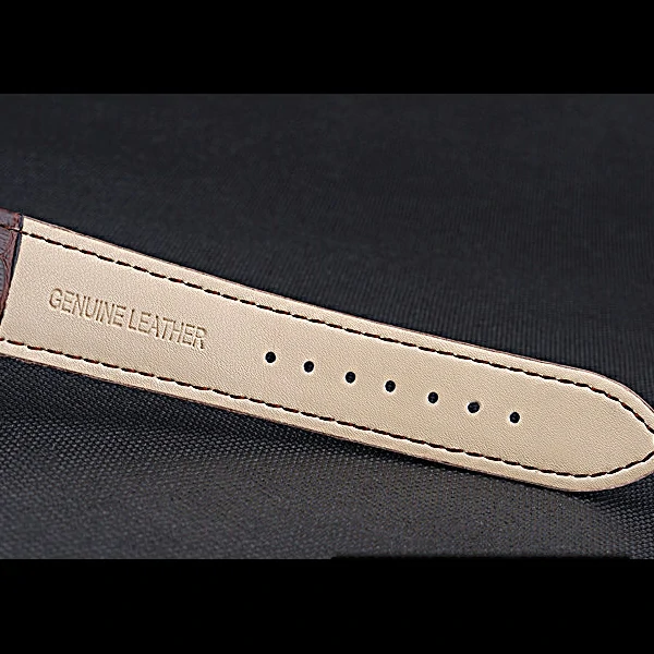 Patek Philippe Geneve Two Dial Rose Dial Stainless Steel Brown Leather Band new60049