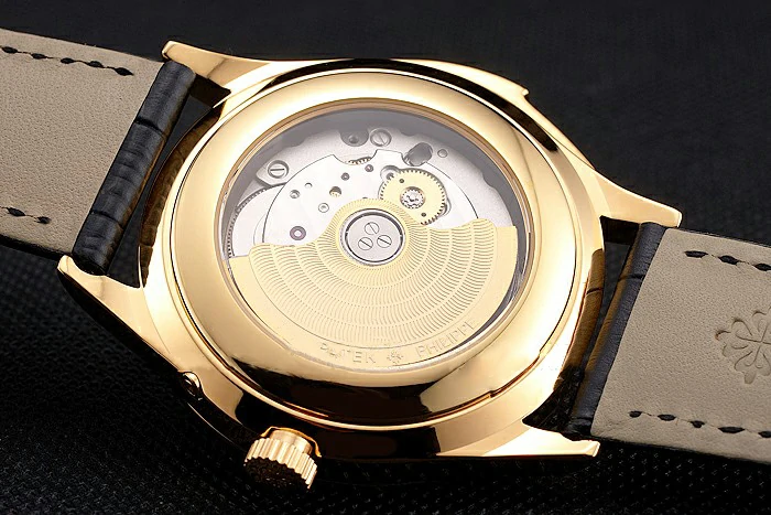 Patek Philippe Grand Complications Power Reserve Gold Dial And Case Diamond Bezel Black Leather Strap new121984