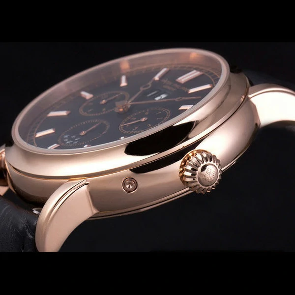 Patek Philippe Grand Complications Rose Gold Bezel Black Croco Strap new59306