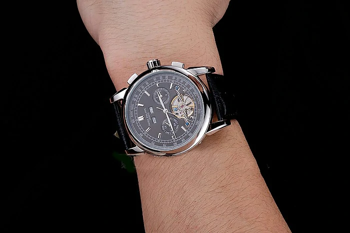 Patek Philippe Grand Complications Stainless Steel Case Black Dial Black Leather Bracelet new118780