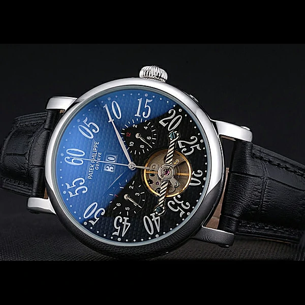 Patek Philippe Grand Complications Stainless Steel Case Black Dial Roman Numerals Black Leather new60152