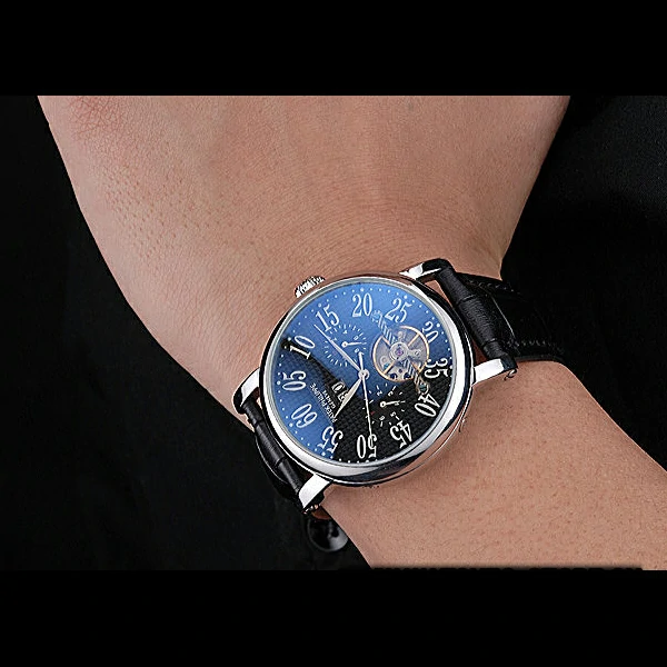 Patek Philippe Grand Complications Stainless Steel Case Black Dial Roman Numerals Black Leather new60152