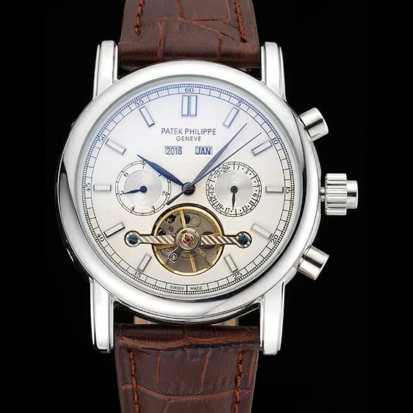 Patek Philippe Grand Complications Stainless Steel Case White Dial Brown Leather Bracelet new60156
