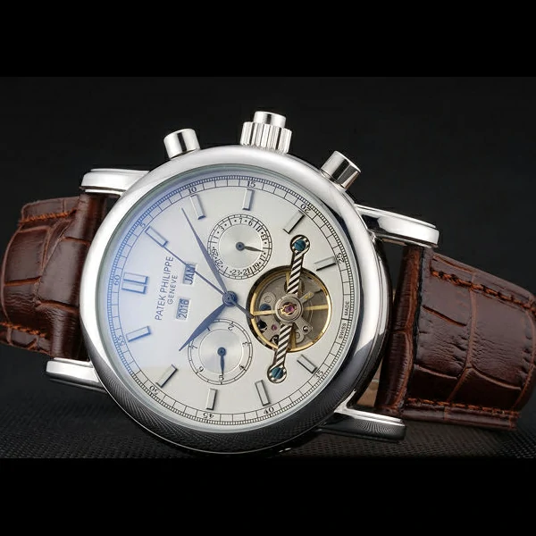 Patek Philippe Grand Complications Stainless Steel Case White Dial Brown Leather Bracelet new60156