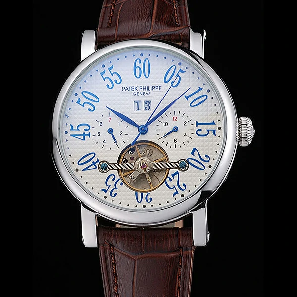 Patek Philippe Grand Complications Stainless Steel Case White Dial Roman Numerals Brown Leather new60153