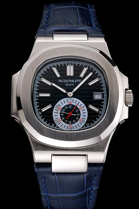 Patek Philippe Nautilus Blue Dial Stainless Steel Case Blue Leather Strap new121964