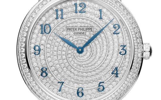 Patek Philippe Replica Watch Calatrava Diamond Ribbon Joaillerie Ladies, 18kt White Gold set with 770 Diamonds: ~4,4ct, 36,5mm, 4978/400G-001