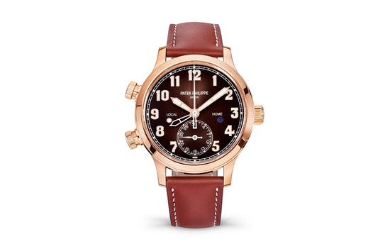 Patek Philippe Replica Watch Complication, 18k Rose Gold, Calatrava Pilot Travel Time 37,5mm, 7234R-001