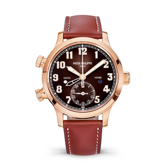 Patek Philippe Replica Watch Complication, 18k Rose Gold, Calatrava Pilot Travel Time 42mm, 5524R-001