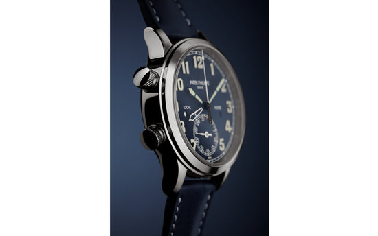 Patek Philippe Replica Watch Complication, 18k White Gold, Calatrava Pilot Travel Time 37,5mm, 7234G-001