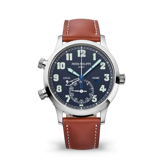 Patek Philippe Replica Watch Complication, 18k White Gold, Calatrava Pilot Travel Time 42mm, 5524G-001