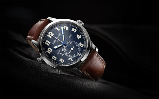 Patek Philippe Replica Watch Complication, 18k White Gold, Calatrava Pilot Travel Time 42mm, 5524G-001