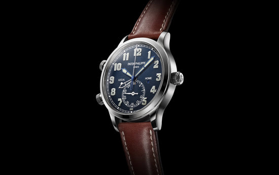 Patek Philippe Replica Watch Complication, 18k White Gold, Calatrava Pilot Travel Time 42mm, 5524G-001