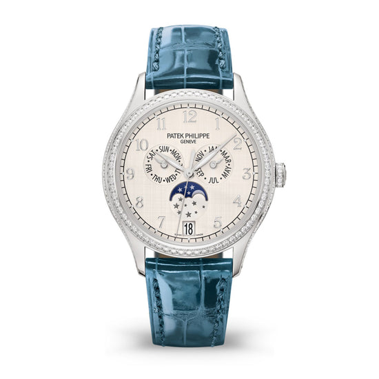 Patek Philippe Replica Watch Complication, 18k White Gold set with 155 diamonds (~1.34 ct), 38mm, Annual Calendar 4947G-010
