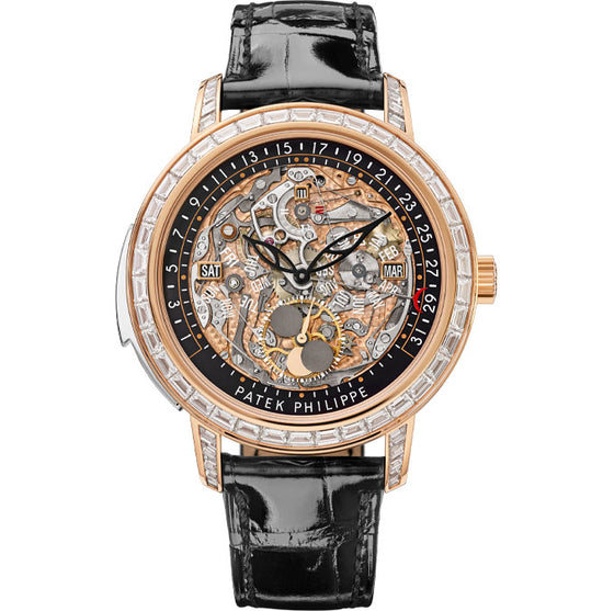 Patek Philippe Replica Watch Grand Complication, 18k Rose Gold set with baguette diamonds, 43mm, 5304/301R-001
