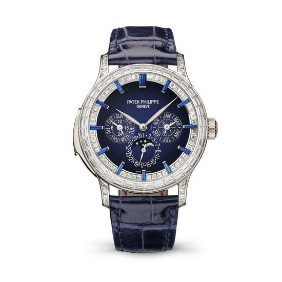 Patek Philippe Replica Watch Grand Complication, Platinum set with baguette diamonds and sapphires, 42mm, 5374/300P-001