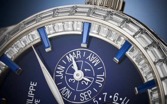 Patek Philippe Replica Watch Grand Complication, Platinum set with baguette diamonds and sapphires, 42mm, 5374/300P-001