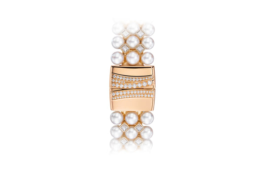 Patek Philippe Replica Watch Ladies Gondolo Haute Joaillerie, 18kt Rose Gold set with diamonds and Akoya pearls, 31 × 34.8mm, 7042/100R-010
