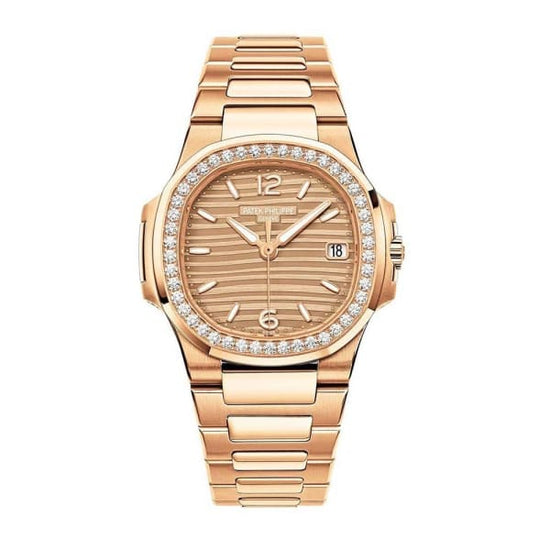 Patek Philippe Replica Watch Nautilus Quartz Diamond Ladies Watch, 18k Rose Gold, 32mm, 7010/1R-012