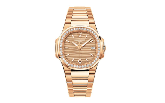 Patek Philippe Replica Watch Nautilus Quartz Diamond Ladies Watch, 18k Rose Gold, 32mm, 7010/1R-012