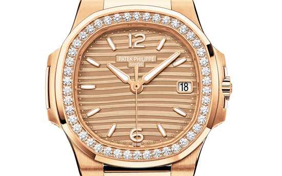 Patek Philippe Replica Watch Nautilus Quartz Diamond Ladies Watch, 18k Rose Gold, 32mm, 7010/1R-012