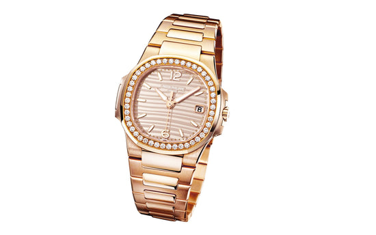 Patek Philippe Replica Watch Nautilus Quartz Diamond Ladies Watch, 18k Rose Gold, 32mm, 7010/1R-012