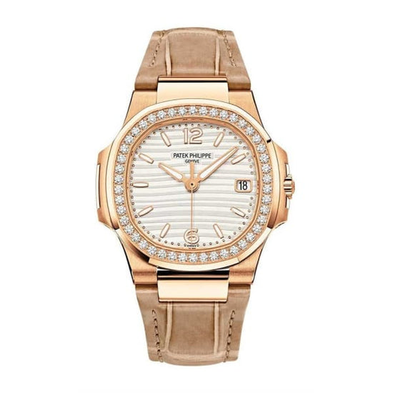 Patek Philippe Replica Watch Nautilus Quartz Diamond Ladies Watch, 18k Rose Gold, 32mm, 7010R-011
