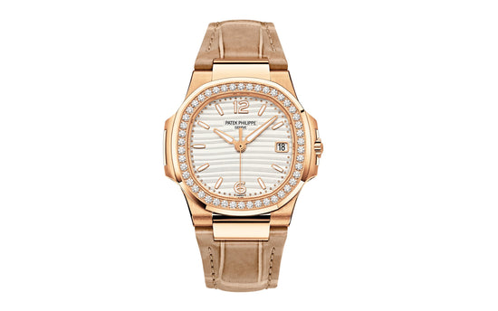 Patek Philippe Replica Watch Nautilus Quartz Diamond Ladies Watch, 18k Rose Gold, 32mm, 7010R-011