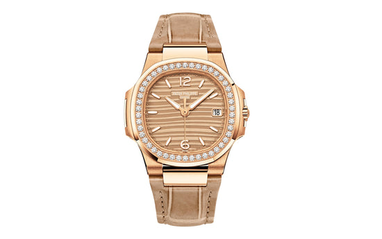 Patek Philippe Replica Watch Nautilus Quartz Diamond Ladies Watch, 18k Rose Gold, 32mm, 7010R-012