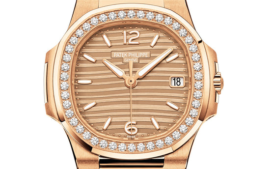 Patek Philippe Replica Watch Nautilus Quartz Diamond Ladies Watch, 18k Rose Gold, 32mm, 7010R-012