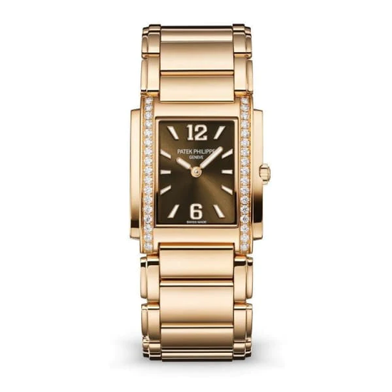 Patek Philippe Replica Watch Twenty~4 Quartz Ladies Watch, 18k Rose Gold with 34 Diamond (~0.57 ct), 25.1 x 30 mm, 4910/1201R-001