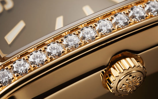 Patek Philippe Replica Watch Twenty~4 Quartz Ladies Watch, 18k Rose Gold with 34 Diamond (~0.57 ct), 25.1 x 30 mm, 4910/1201R-001