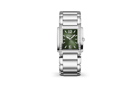 Patek Philippe Replica Watch Twenty~4 Quartz Ladies Watch, Stainless Steel with 36 Diamond (~0.42 ct), 25.1 x 30 mm, 4910/1200A-011