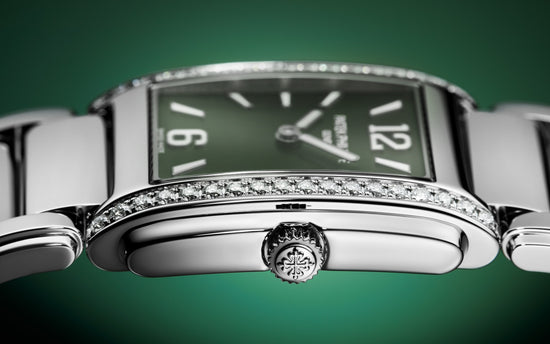 Patek Philippe Replica Watch Twenty~4 Quartz Ladies Watch, Stainless Steel with 36 Diamond (~0.42 ct), 25.1 x 30 mm, 4910/1200A-011